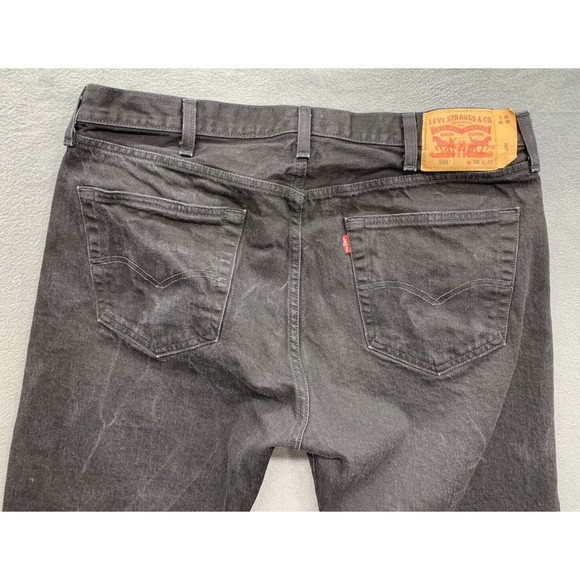 Levi's Strauss 501 Denim Jeans Men's Size 38X32 Black Button Fly Straight Dark - Picture 10 of 16